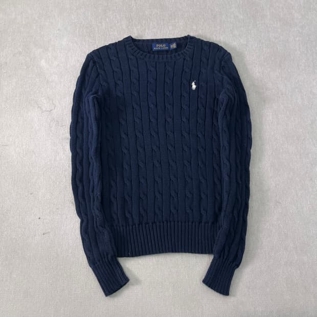 W 90 폴로랄프로렌 꽈배기 네이비 니트