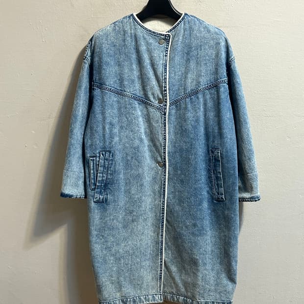 시스템 데님 보아 안감 롱 자켓