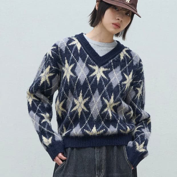 슈퍼서브 스텔라가일 브이넥 니트 네이비 M