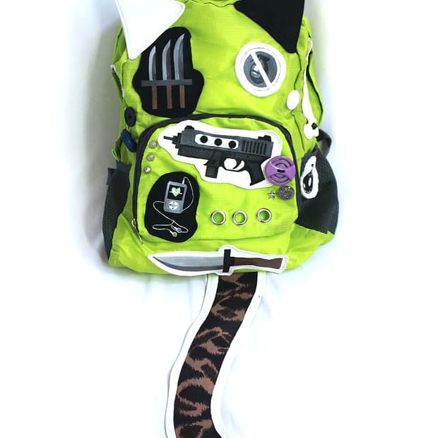 Neon GREEN Cat-Ear 2D drawn backpack