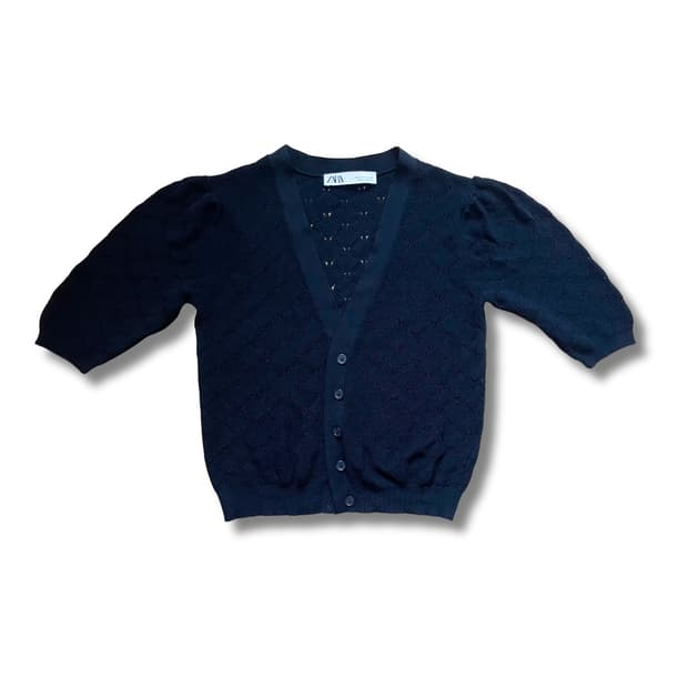 ZARA Black Crop Knit Cardigan