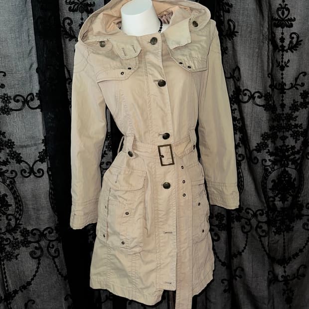 light brown trench coat