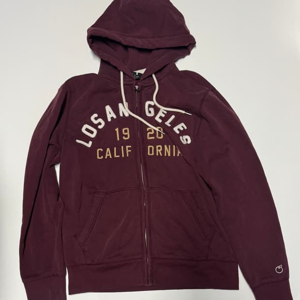 희귀! 공용 후아유 스펠아웃 기모 후드집업 버건디 L