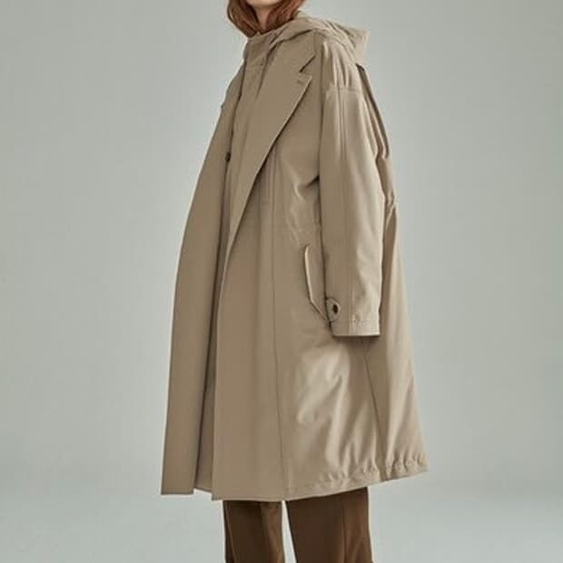 노앙 레이어드 패딩 트렌치 코트 베이지