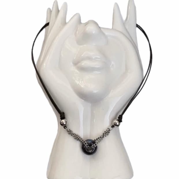  PURPLE CERAMIC NECKLACE 퍼플 세라믹 비 즈목걸이