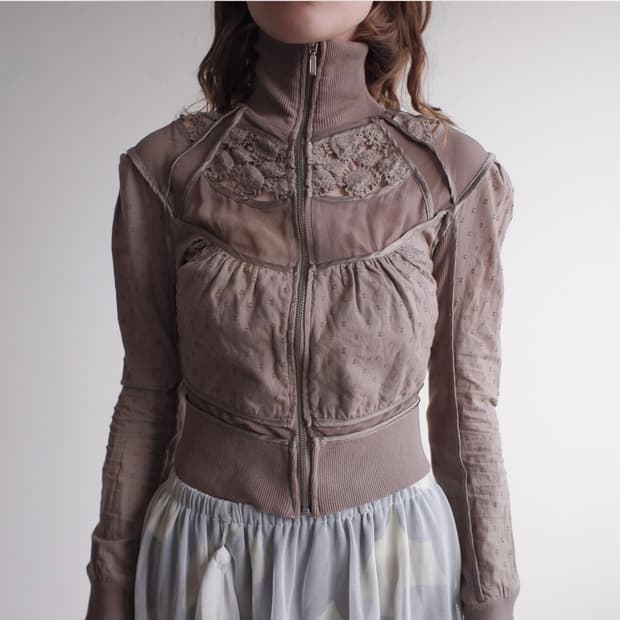 빈티지 레이스 저지 집업