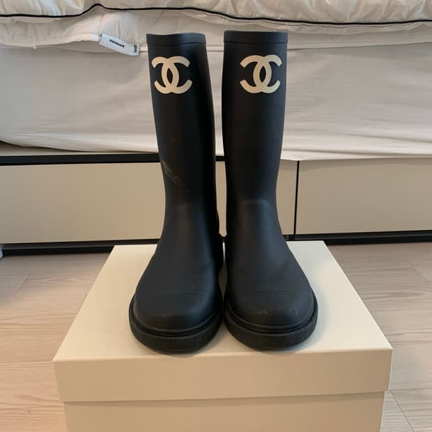 샤넬 러버 레인부츠 40 