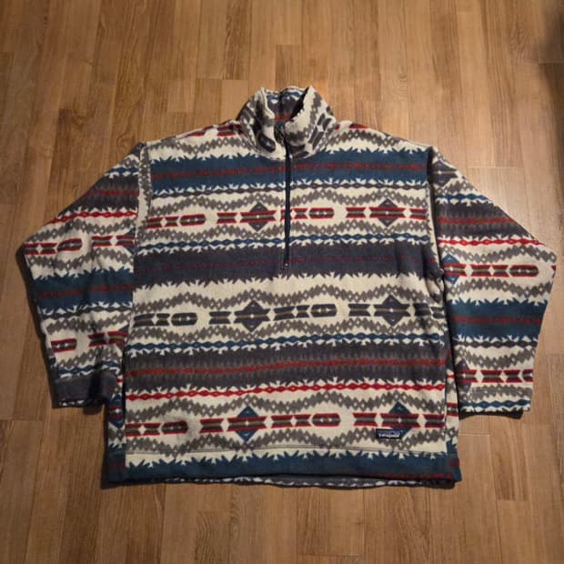 (XL)파타고니아Usa 94s 사카자위아 아이보리 신칠라 져지 하프 집업