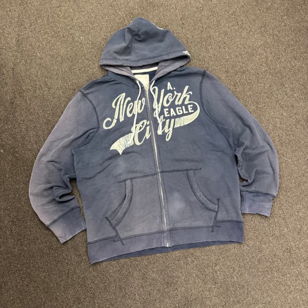 XL)American Eagle 빈티지 프린팅 네이비 후드집업