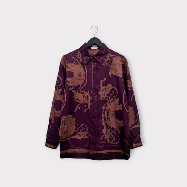 에르메스 90s 빈티지 실크 패턴 셔츠