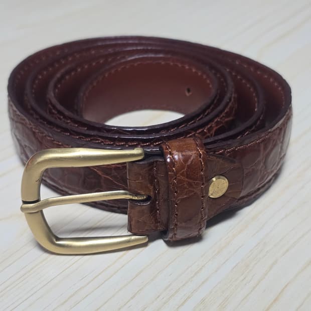 Canali 카날리 브라운 크로커 빈티지 벨트 