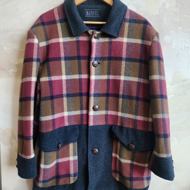 울 체크 도톰 자켓