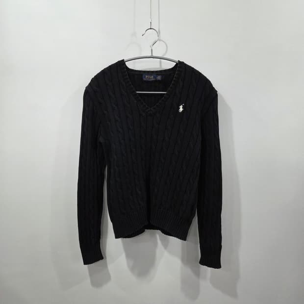 폴로랄프로렌 우먼 케이블 브이넥 니트 M