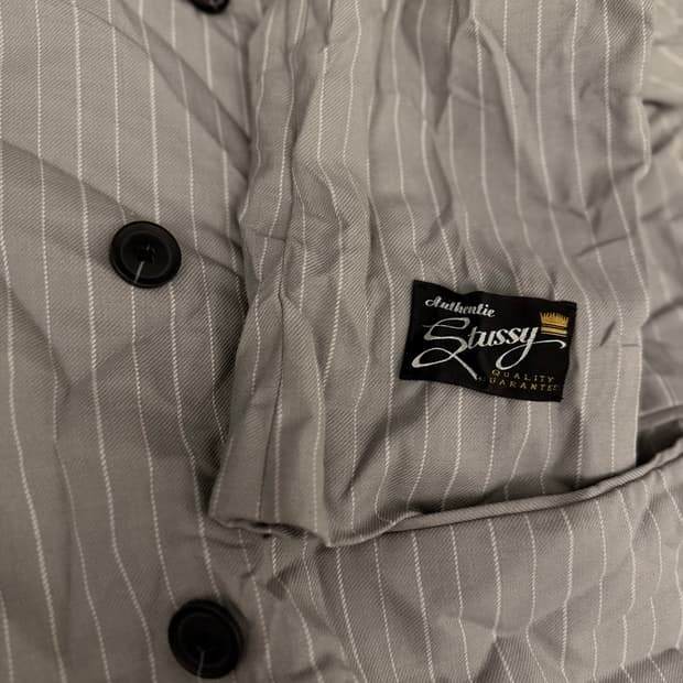 [스투시] [레어] 더블브레스티드 수트_그레이 핀스트라이프 링클드_셋업