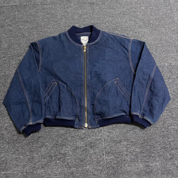 준코 시마다 스티치 데님 봄버 자켓