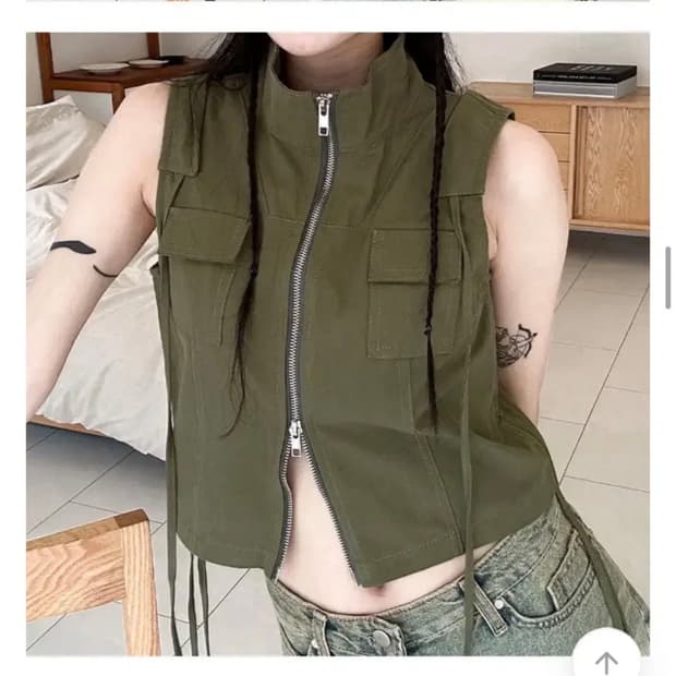 에이블리 셔링 집업 조끼 베스트 카키