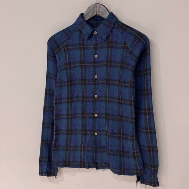 45rpm 체크 울 플란넬 디스트로이드 셔츠 
