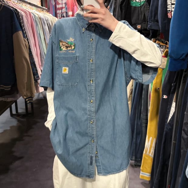 [IM] Carhartt 칼하트 자수 데님 셔츠 중청