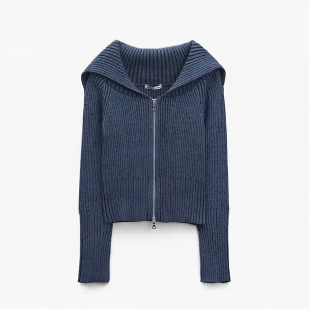 투톤 세일러 카라 집업 가디건 