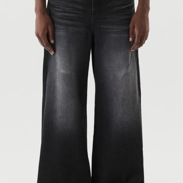 디엔에스알 와이드 플레어 데님 팬츠 블랙 (XL,새상품)