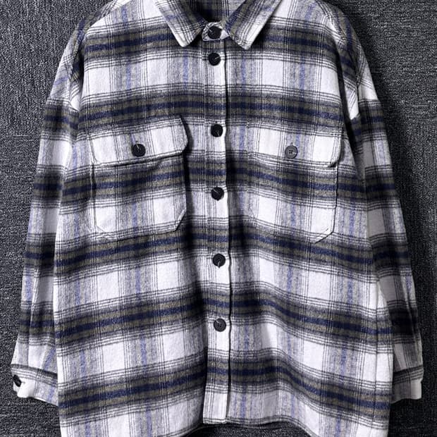 체크 모직 셔츠 자켓 L-xl