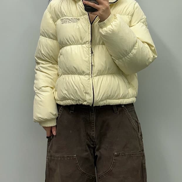 스컬프터 백로고 아이보리 패딩