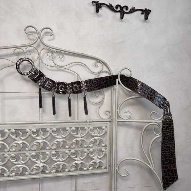 Egoist brown cubic tassel buckle belt