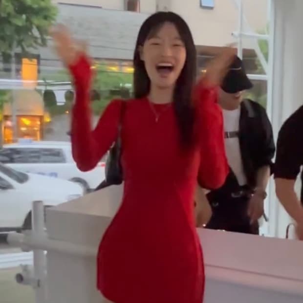 Samimirovintage 레드 롱슬리브 드레스