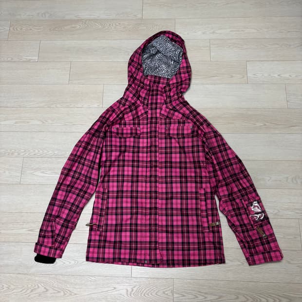 핑크 체크 스키 자켓
