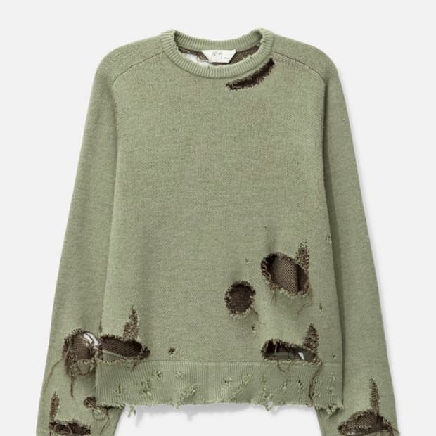 안셀름 데미지 니트 그린 ANCELLM DAMAGE KNIT