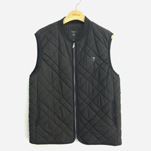 게스 Guess 퀄팅 집업 베스트 블랙 L