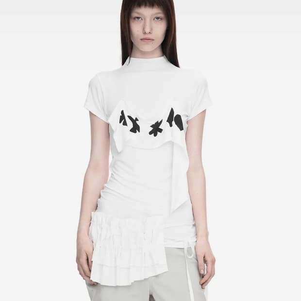 나체티셔츠 2-WAY PRINTED SLIM T-SHIRT IVORY