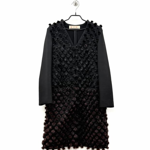 마르니 밍크 디테일 울 코트