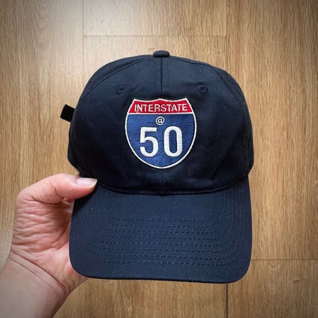 USA Route 50 패치 빈티지 볼캡 모자