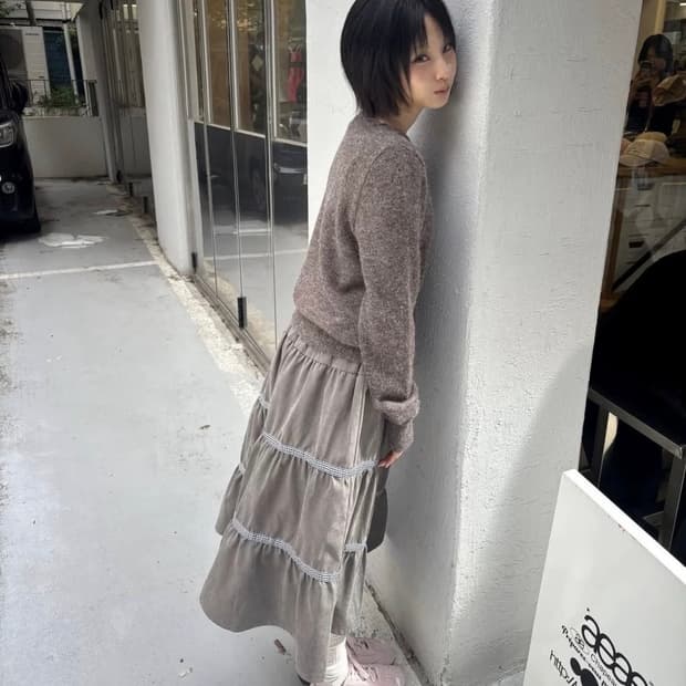 1주일만) 에이이에이이 aeae check tiered midi 스커트