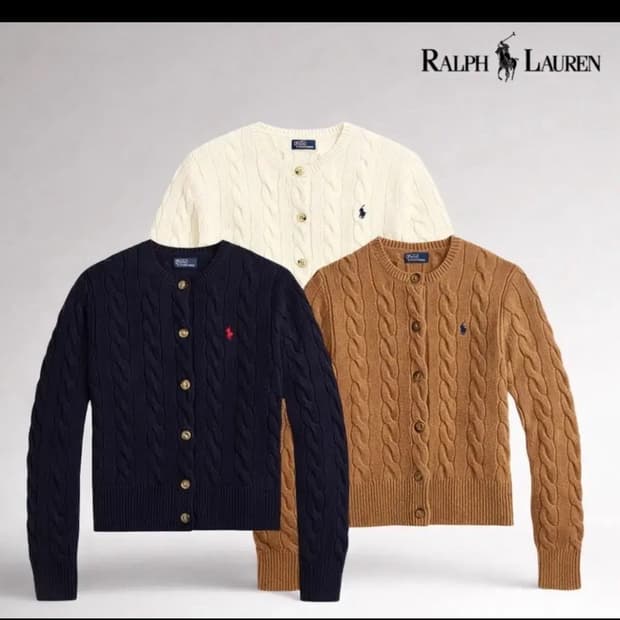 🔥[무료배송/새상품]🔥폴로 여성 꽈배기 울 캐시미어 가디건 3 col