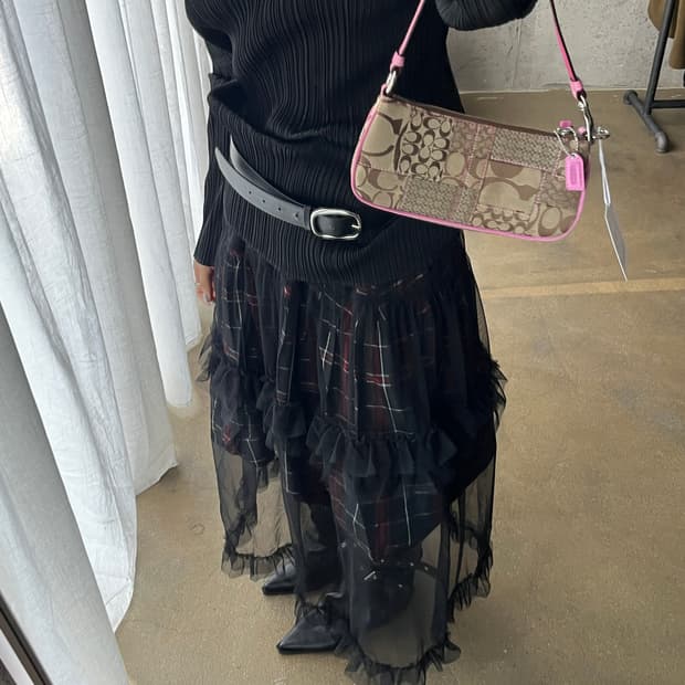 시스루 튤 스커트 블랙