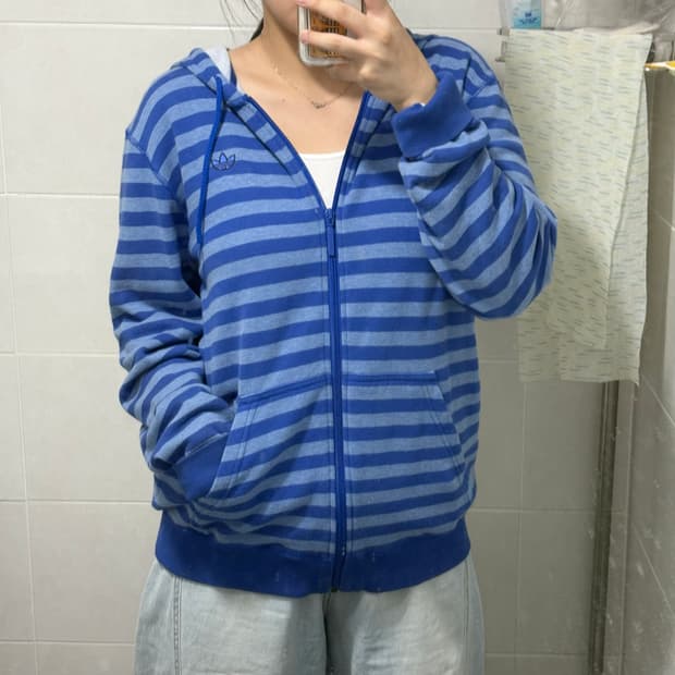 유일매물) 아디다스 블루 스트라이프 후드집업 🩵코르티스깔🩵