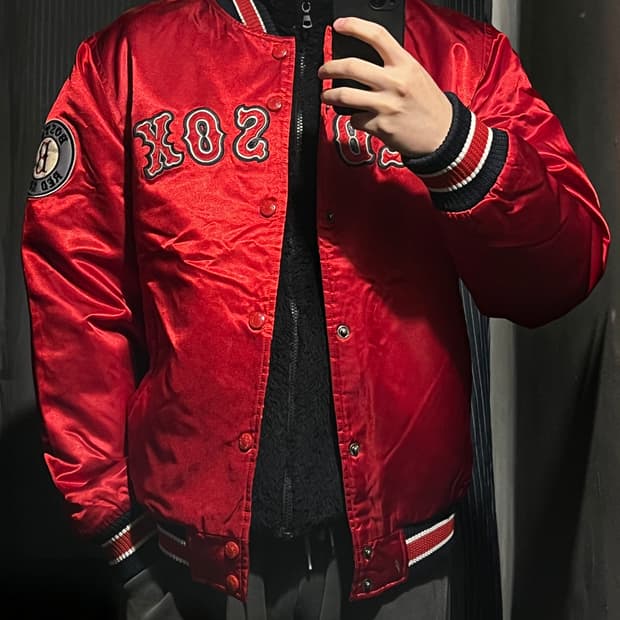 MLB 엠엘비 00s 레드 네이비 배색 보스턴 레드삭스 바시티자켓