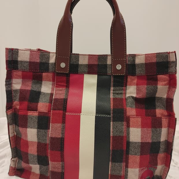 브룩스브라더스 X 톰브라운 체크 울 토트백