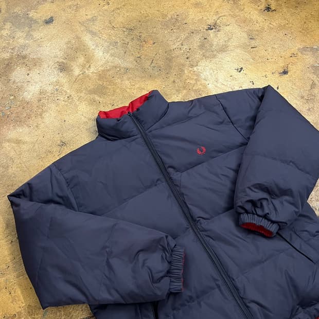 [정품/L] 프레드페리 리버시블 패딩 점퍼 네이비레드 b8