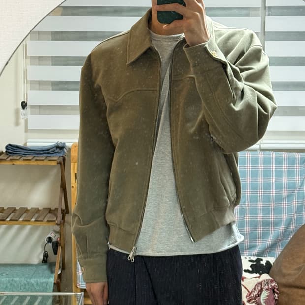 브라운야드 몰스킨 웨스턴 자켓 올리브그레이 4사이즈