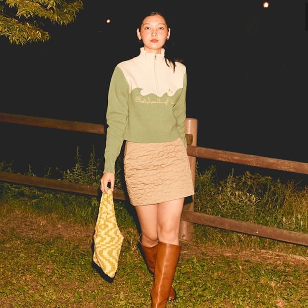 스파클링 웨이브 Half zip-up Knit