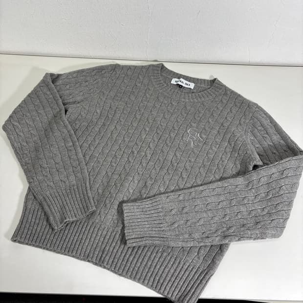 우먼S-M 제너럴아이디어 그레이 꽈배기니트