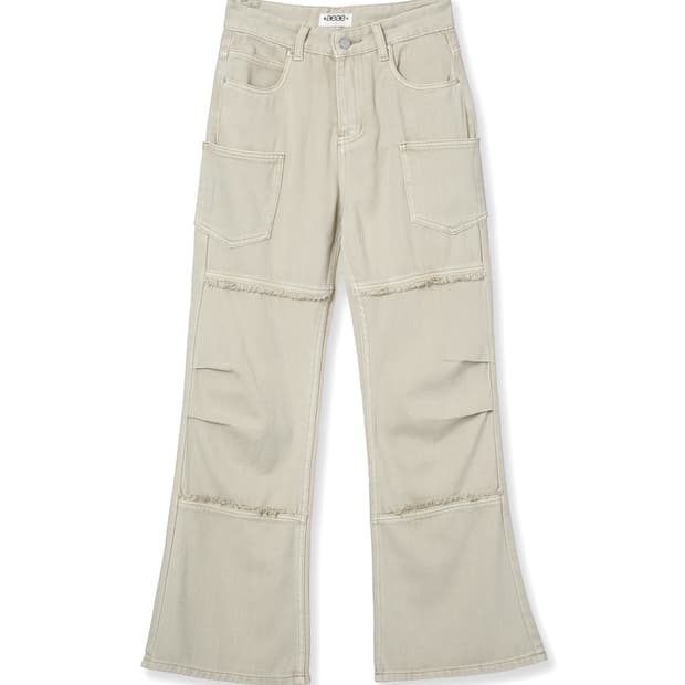 AEAE RAW EDGE FLARE JEANS [BEIGE]
