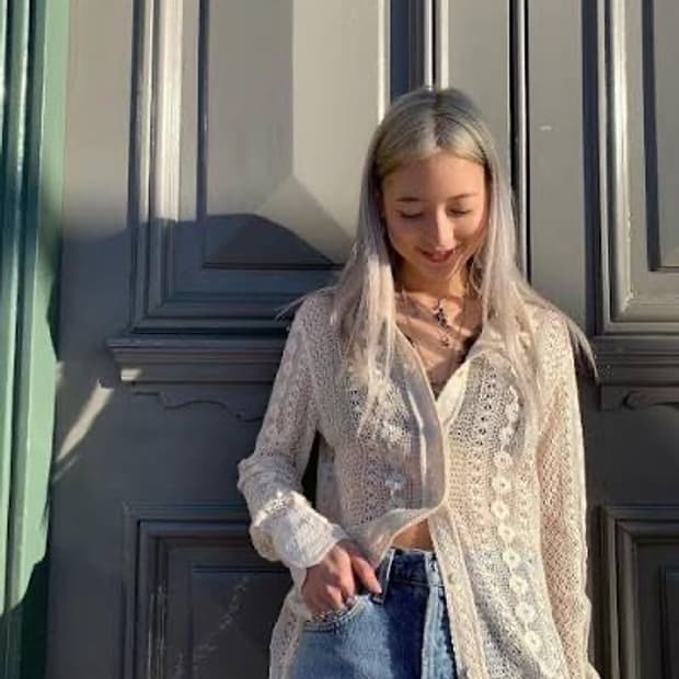 아워레가시 70s 라인 셔츠 - 코튼 크로셰 셔츠