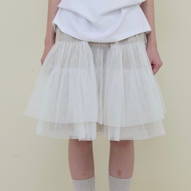 노컨텐츠 메쉬 스커트 아이보리