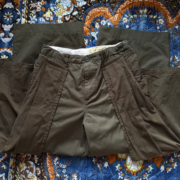 빈티지 밀리터리 데님 던가리 레이어드 디테일 벌룬 카고 팬츠  