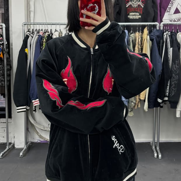 베이프 플레임 로고 수베니어 자켓