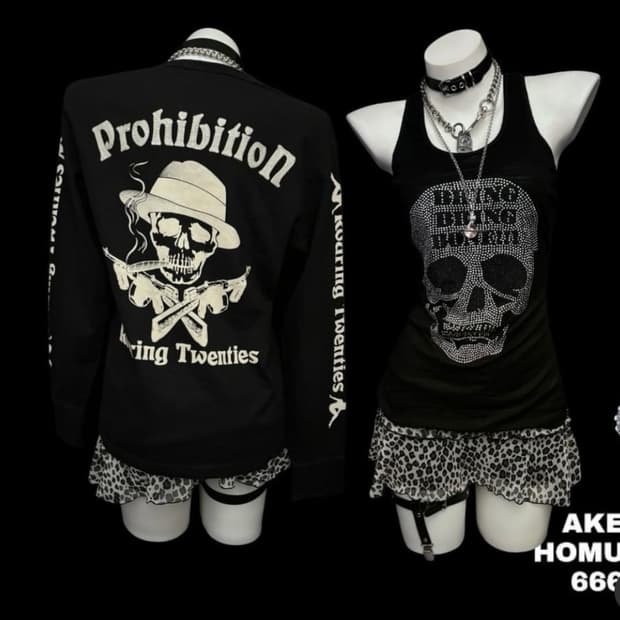 아케호무 입질연)) 펑크 해골 큐빅 나시